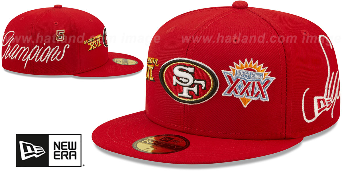 49ers 'HISTORIC CHAMPIONS' Red Fitted Hat by New Era