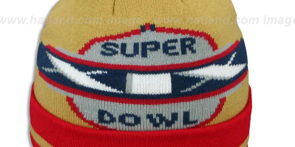 49ers 'SUPER BOWL XIX' Gold Knit Beanie Hat by New Era