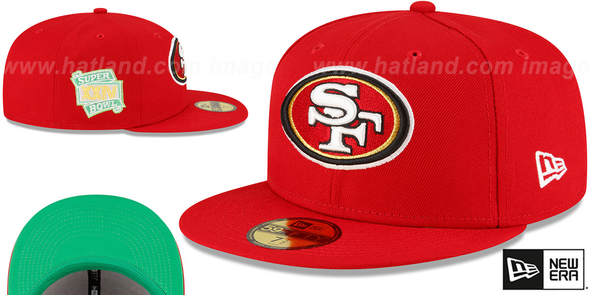 49ers SUPER BOWL XXIV 'CITRUS POP' Red-Green Fitted Hat by New Era