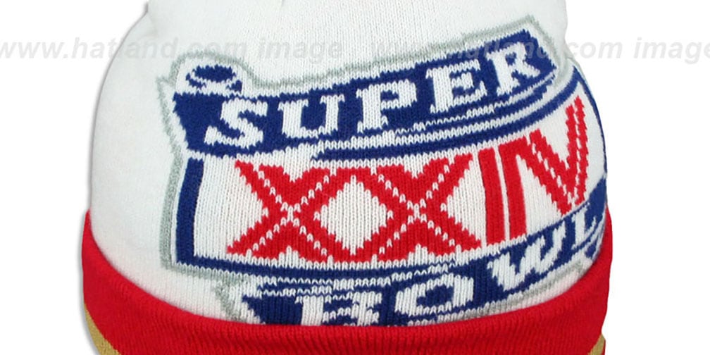 49ers 'SUPER BOWL XXIV' White Knit Beanie Hat by New Era