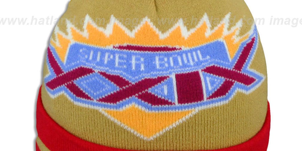 49ers 'SUPER BOWL XXIX' Gold Knit Beanie Hat by New Era