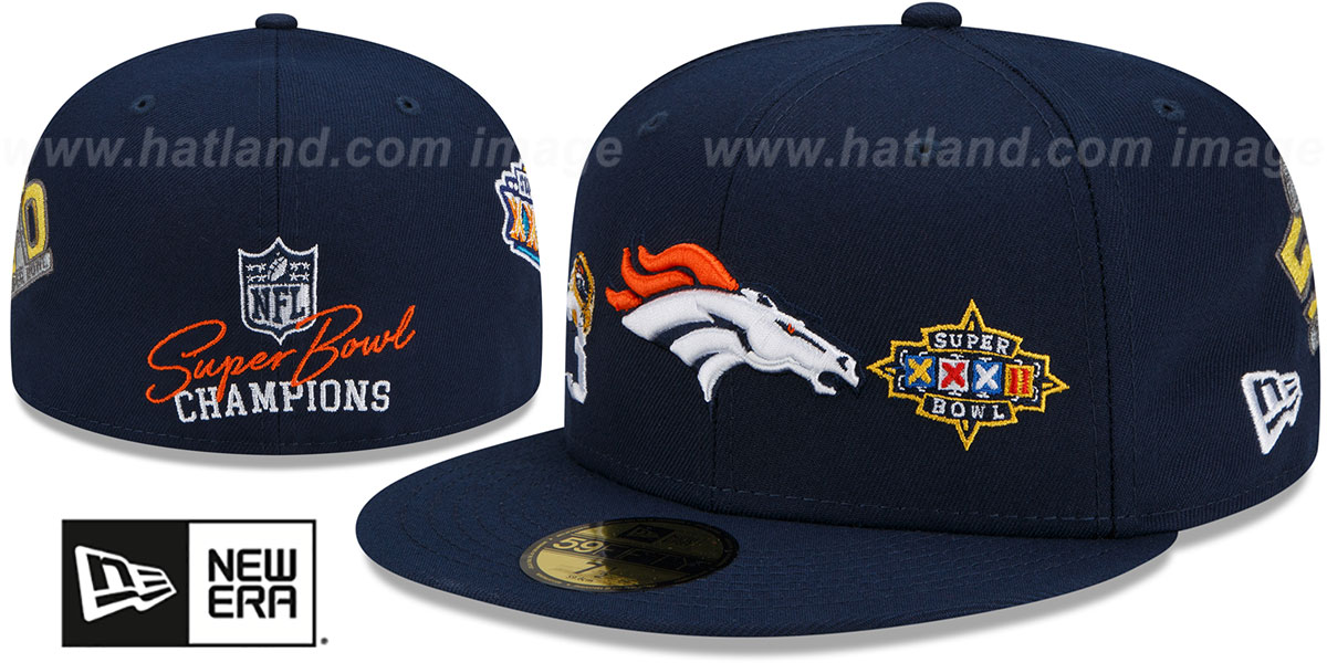 Broncos 'RINGS-N-CHAMPIONS' Navy Fitted Hat by New Era