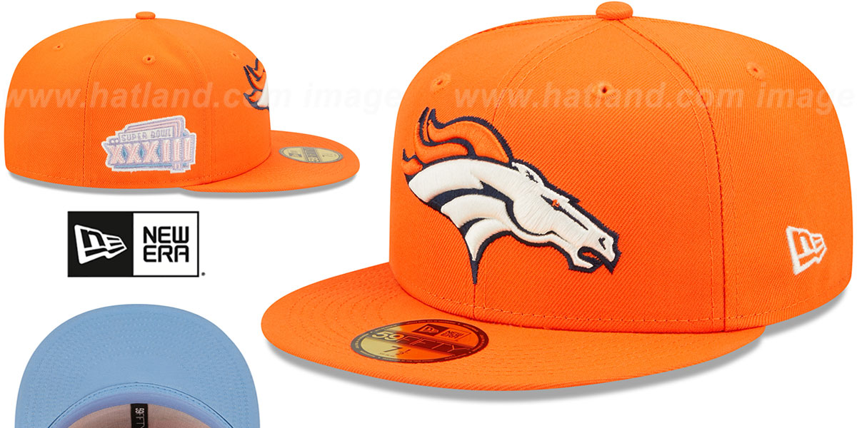 Broncos SB XXXIII 'POP-SWEAT' Orange-Sky Fitted Hat by New Era