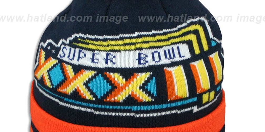 Broncos 'SUPER BOWL XXXIII' Navy Knit Beanie Hat by New Era
