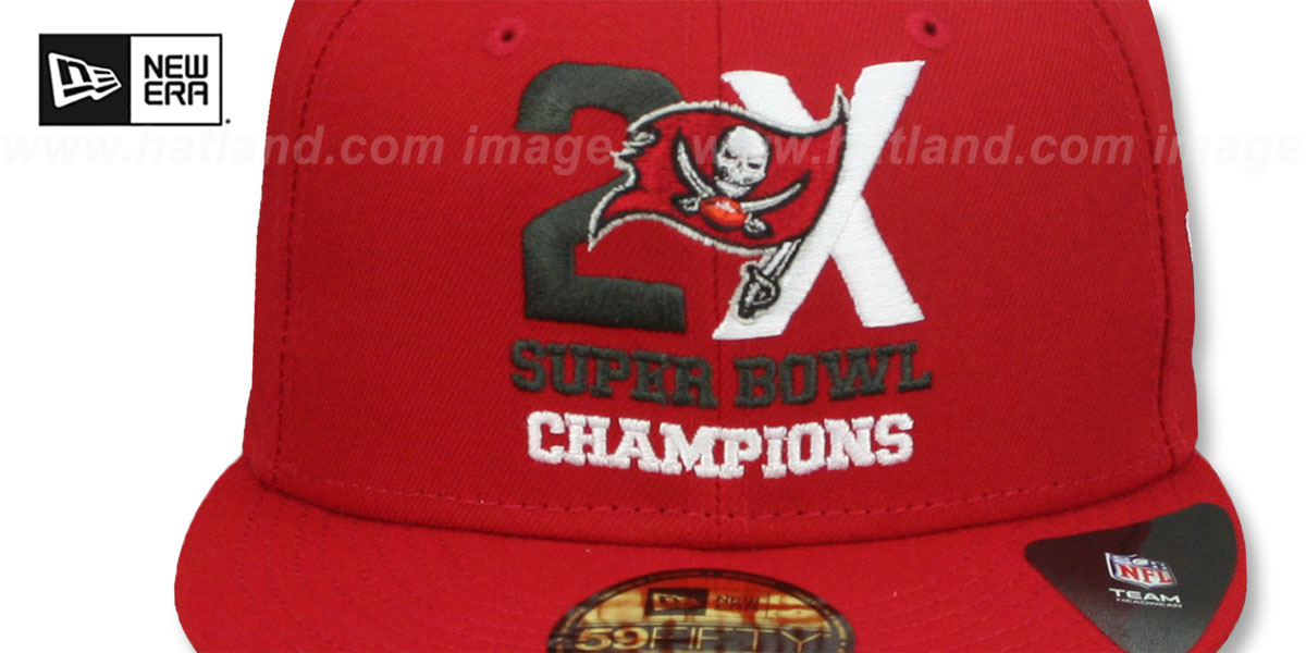 Buccaneers '2X SUPER BOWL CHAMPIONS' Red Fitted Hat by New Era