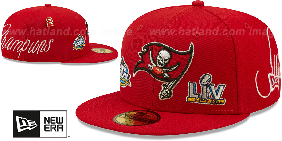 Buccaneers 'HISTORIC CHAMPIONS' Red Fitted Hat by New Era