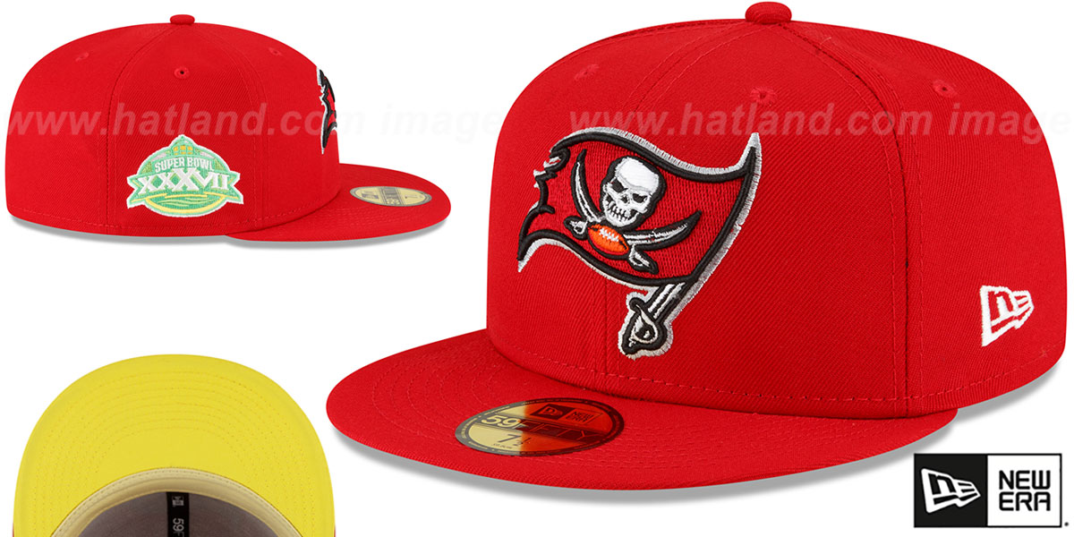 Buccaneers SUPER BOWL XXXVII 'CITRUS POP' Red-Yellow Fitted Hat by New Era