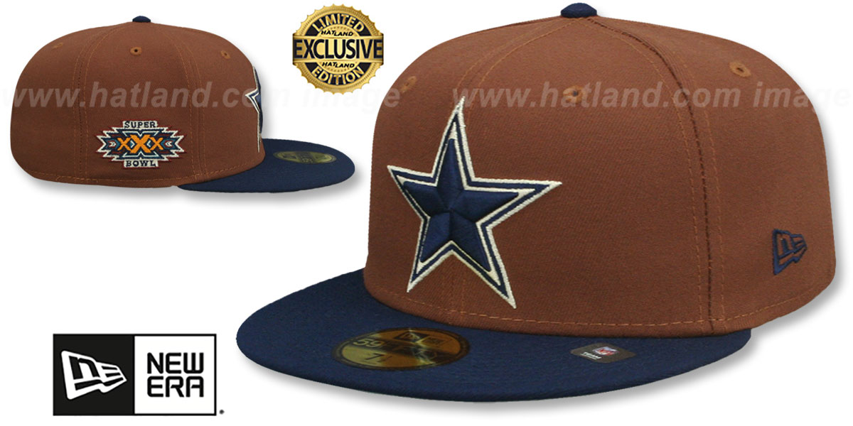 Cowboys 'HARVEST SIDE-PATCH' Brown-Navy Fitted Hat by New Era