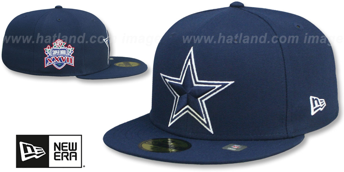 Cowboys 'SB XXVII SIDE-PATCH' Navy Fitted Hat by New Era