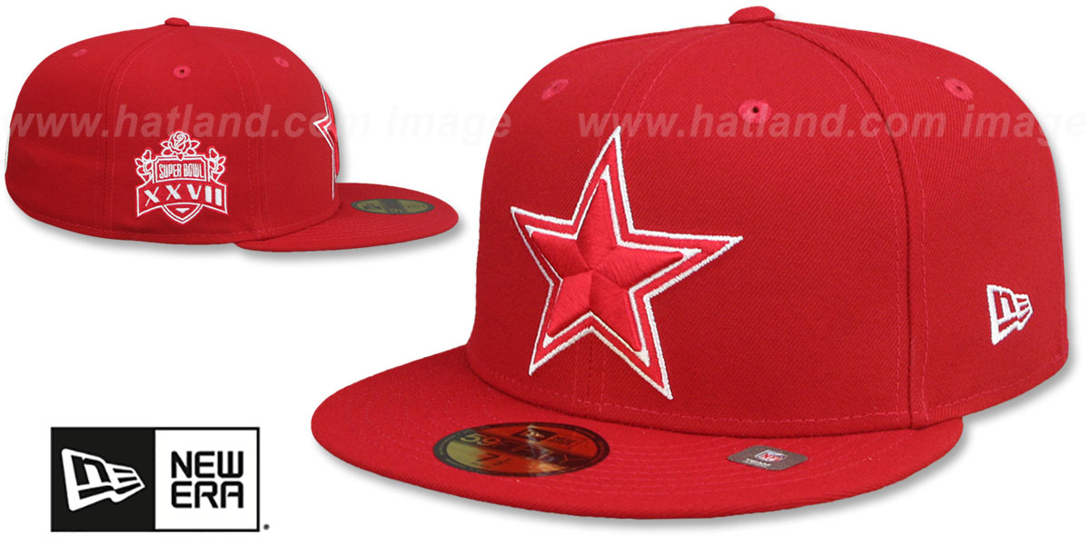 Cowboys 'SB XXVII SIDE-PATCH' Red-White Fitted Hat by New Era