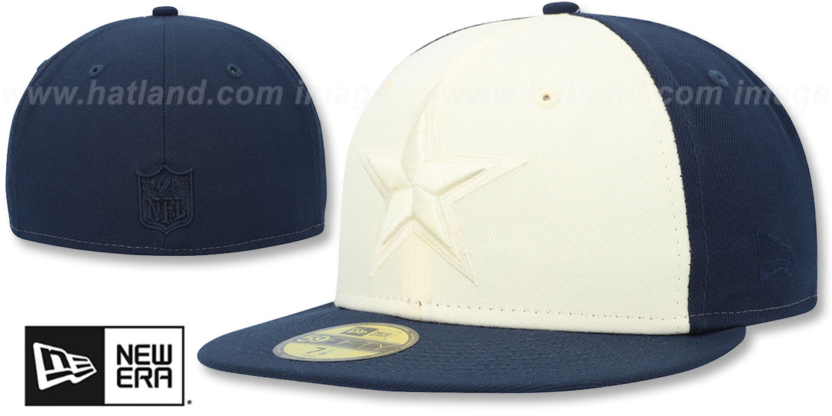 Cowboys 'SB XXVII TONAL SIDE-PATCH' White-Navy Fitted Hat by New Era