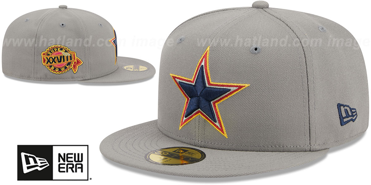 Cowboys 'SB XXVIII SIDE-PATCH' Grey Fitted Hat by New Era