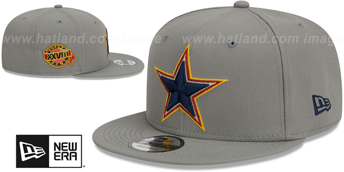 Cowboys 'SB XXVIII SIDE-PATCH SNAPBACK' Grey Hat by New Era