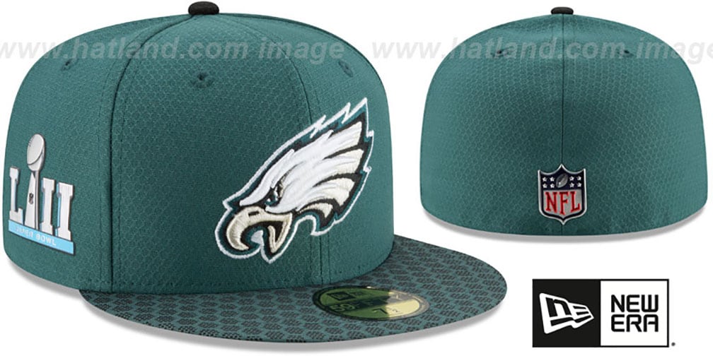 Eagles 'NFL SUPER BOWL LII ONFIELD' Green Fitted Hat by New Era