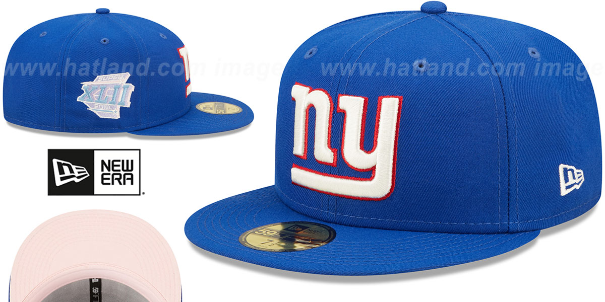 Giants SB XLII 'POP-SWEAT' Royal-Pink Fitted Hat by New Era