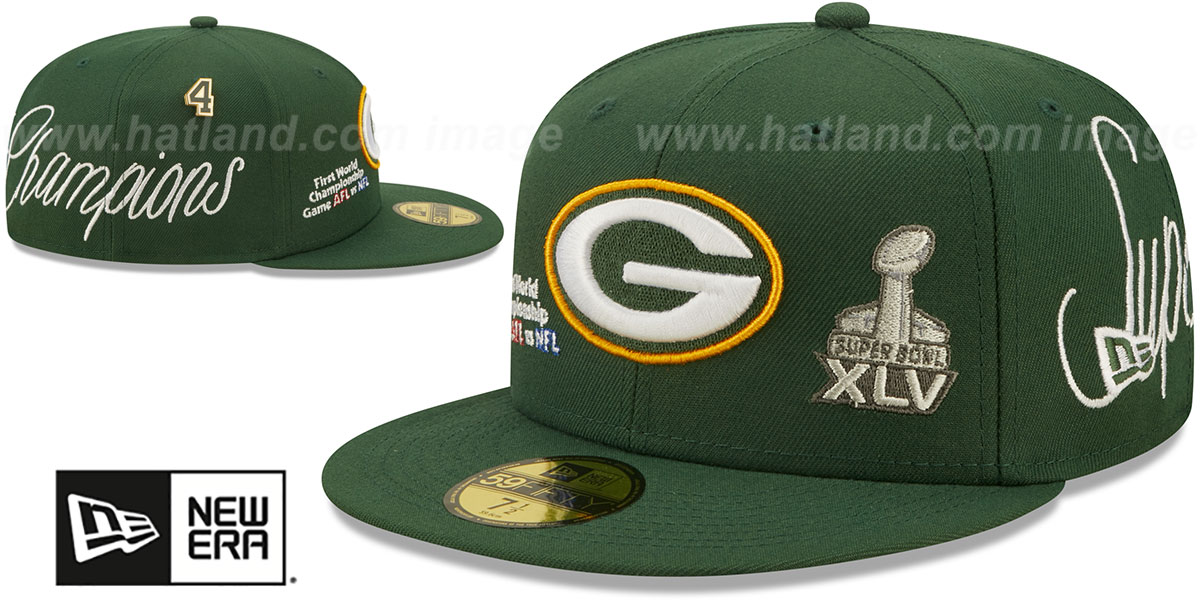 Packers 'HISTORIC CHAMPIONS' Green Fitted Hat by New Era