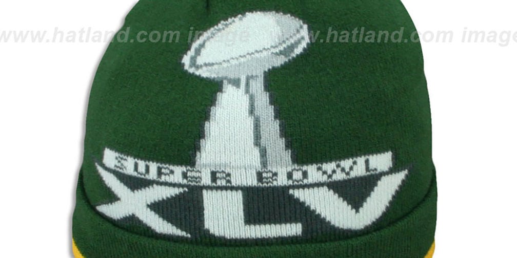 Packers 'SUPER BOWL XLV' Green Knit Beanie Hat by New Era