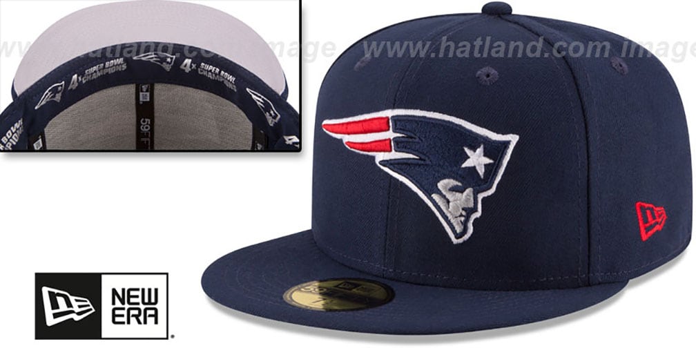 Patriots 4X 'TITLES SIDE-PATCH' Navy Fitted Hat by New Era