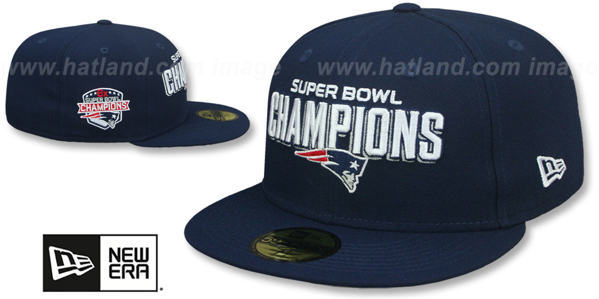 Patriots '6X SIDE-PATCH SUPER BOWL CHAMPIONS' Navy Fitted Hat by New Era