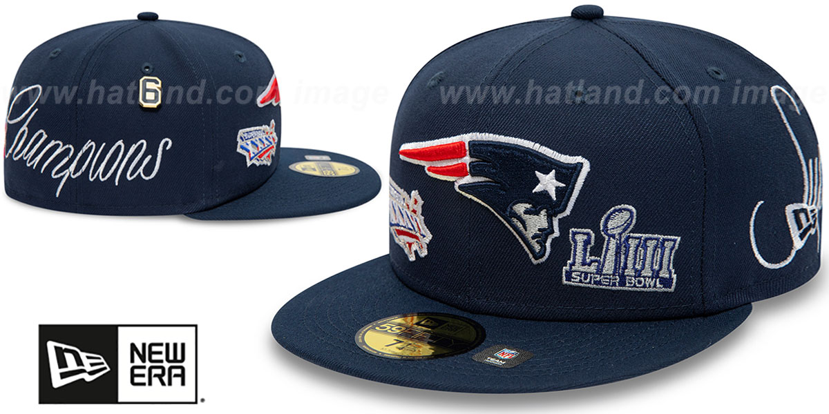 Patriots 'HISTORIC CHAMPIONS' Navy Fitted Hat by New Era