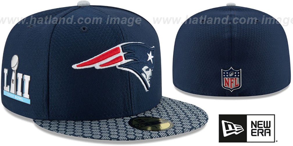 Patriots 'NFL SUPER BOWL LII ONFIELD' Navy Fitted Hat by New Era