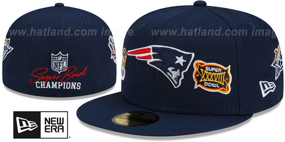 Patriots 'RINGS-N-CHAMPIONS' Navy Fitted Hat by New Era