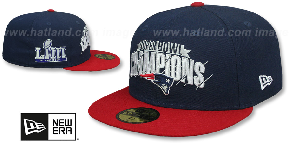 Patriots 'SUPER BOWL LIII CHAMPIONS' Navy-Red Fitted Hat by New Era