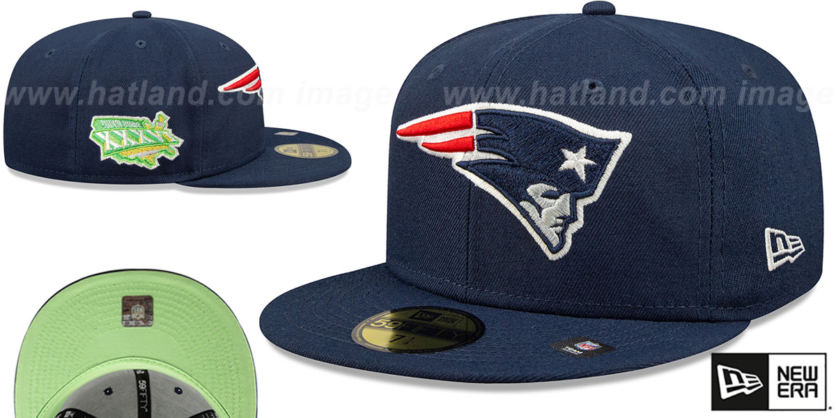 Patriots SUPER BOWL XXXVI 'CITRUS POP' Navy-Green Fitted Hat by New Era