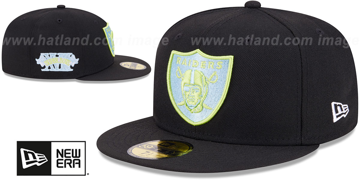 Raiders 'COLOR PACK SIDE-PATCH' Black Fitted Hat by New Era