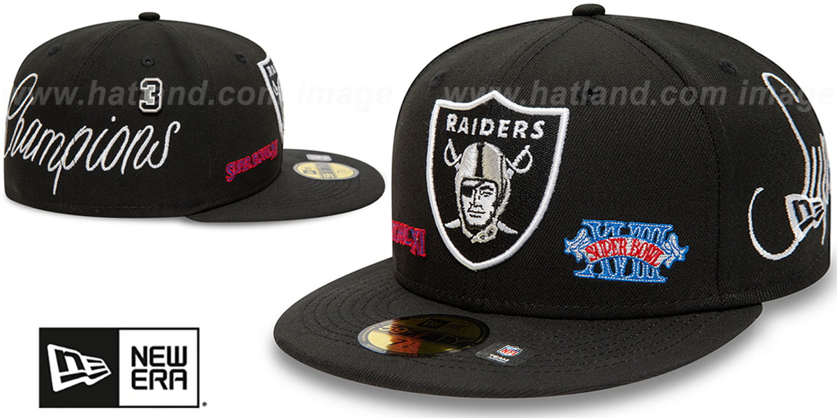 Raiders 'HISTORIC CHAMPIONS' Black Fitted Hat by New Era