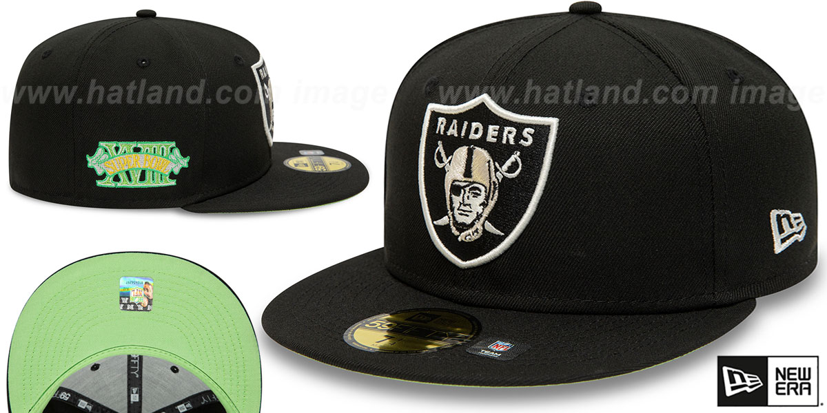 Raiders SUPER BOWL XVIII 'CITRUS POP' Black-Green Fitted Hat by New Era