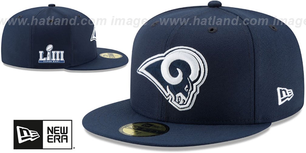 Rams 'NFL SUPER BOWL LIII ONFIELD' Navy Fitted Hat by New Era