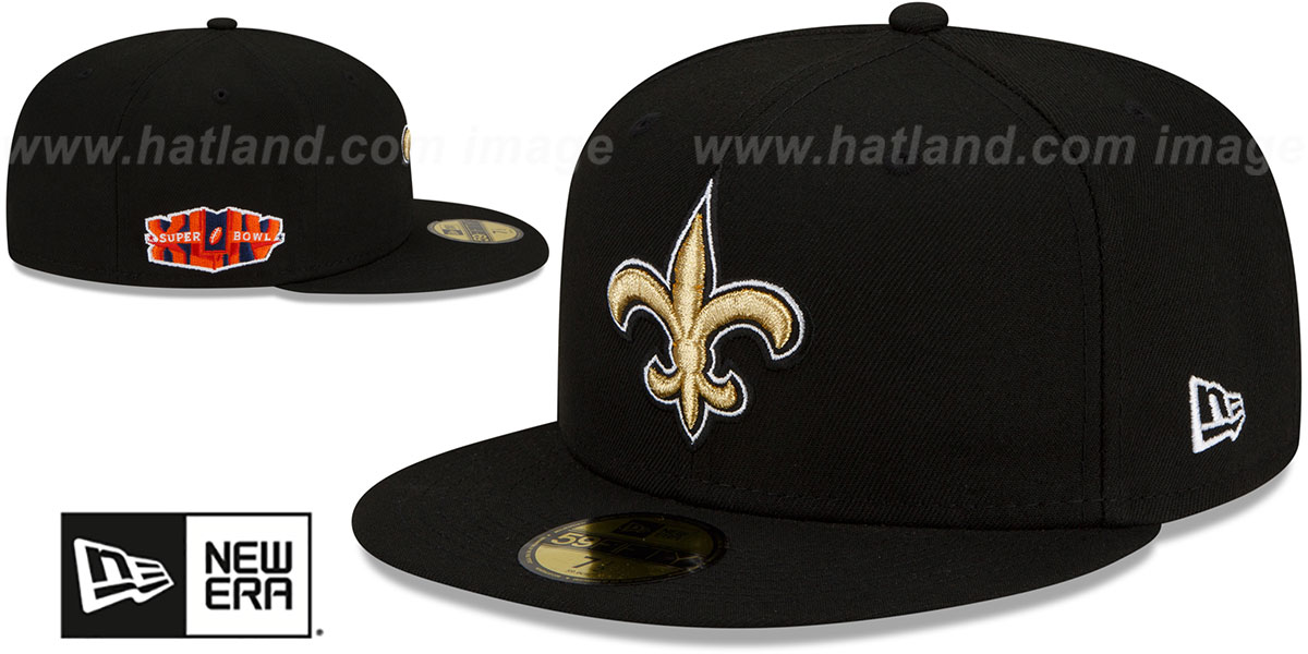 Saints 'SUPER BOWL XLIV SIDE-PATCH' Black Fitted Hat by New Era