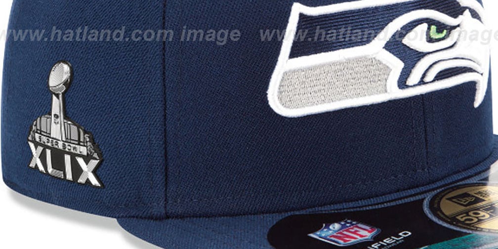 Seahawks 'NFL SUPER BOWL XLIX ONFIELD' Navy Fitted Hat by New Era