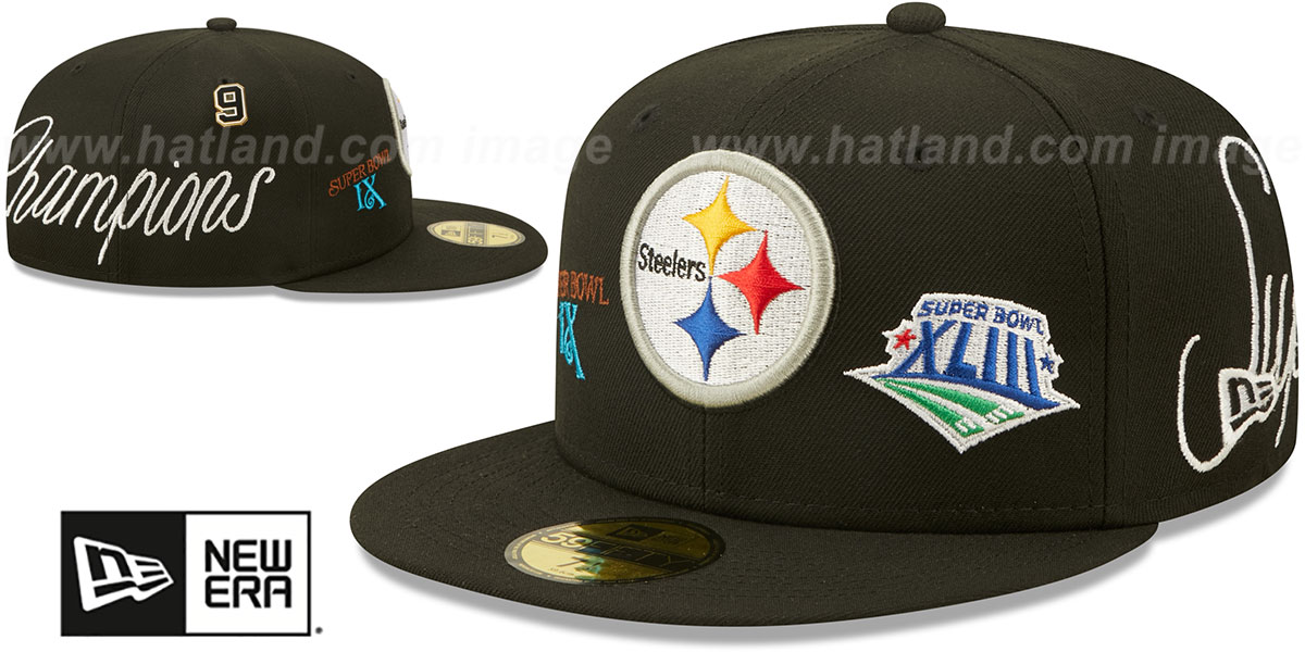 Steelers 'HISTORIC CHAMPIONS' Black Fitted Hat by New Era