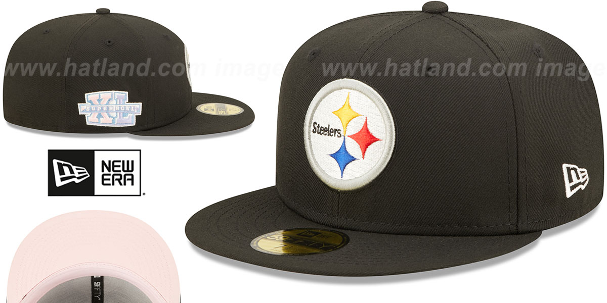 Steelers SB XL 'POP-SWEAT' Black-Pink Fitted Hat by New Era