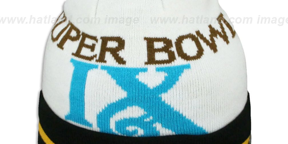 Steelers 'SUPER BOWL IX' White Knit Beanie Hat by New Era