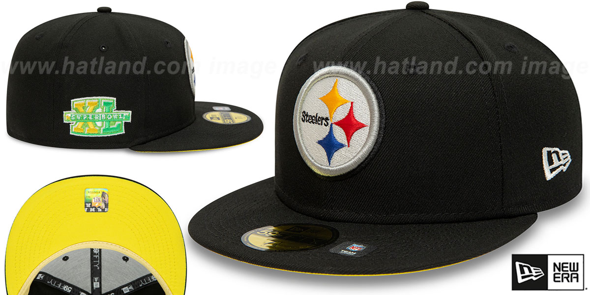 Steelers SUPER BOWL XL 'CITRUS POP' Black-Yellow Fitted Hat by New Era