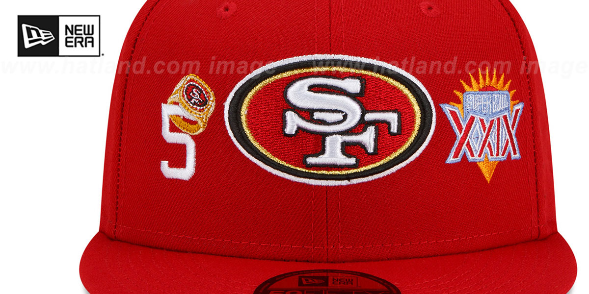 49ers 'RINGS-N-CHAMPIONS' Red Fitted Hat by New Era