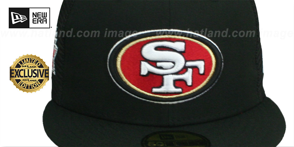 49ers SB XXIX 'MESH-BACK SIDE-PATCH' Black-Red Fitted Hat by New Era