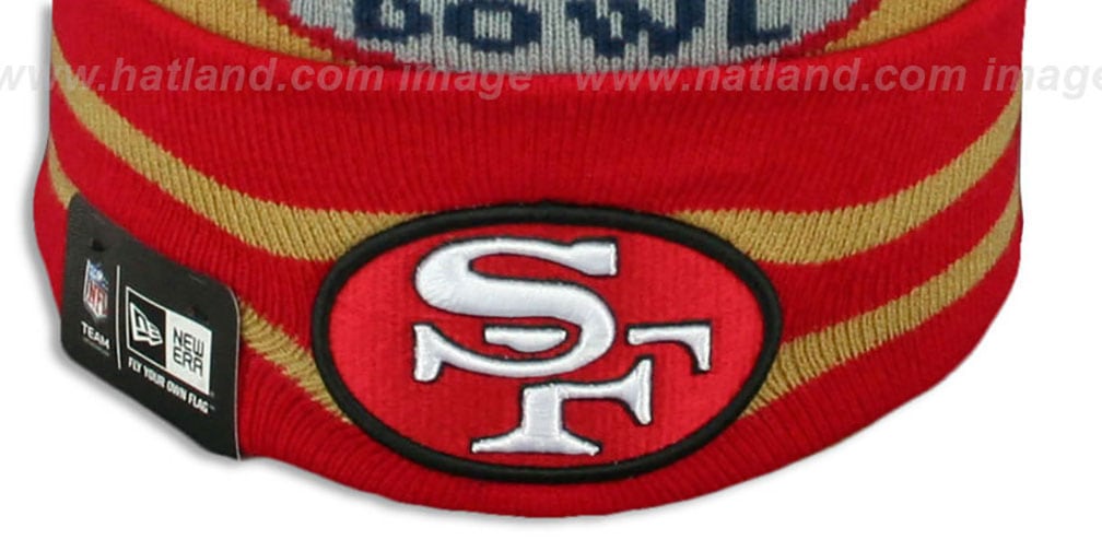 49ers 'SUPER BOWL XIX' Gold Knit Beanie Hat by New Era