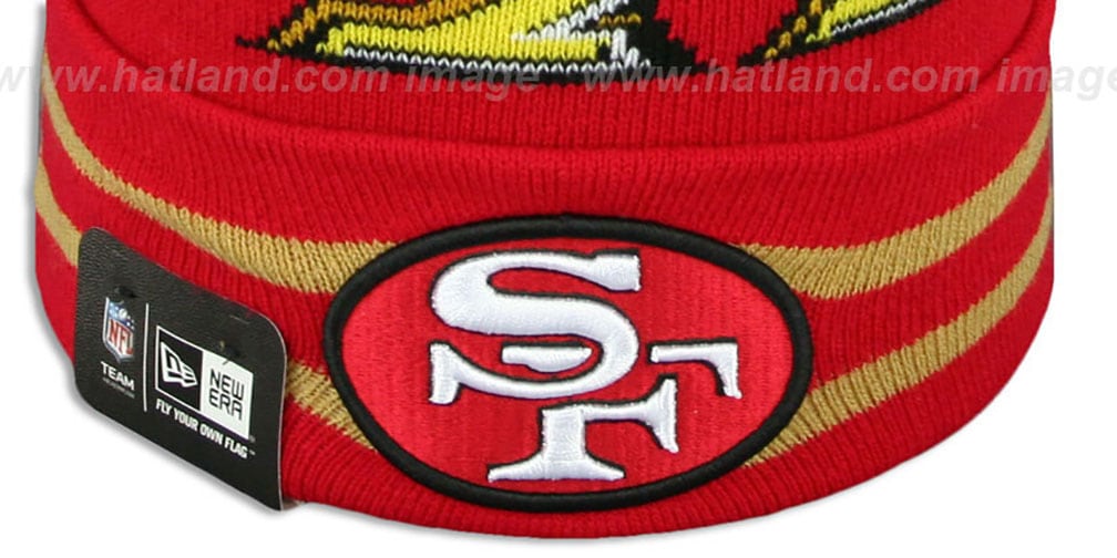 49ers 'SUPER BOWL XVI' Red Knit Beanie Hat by New Era