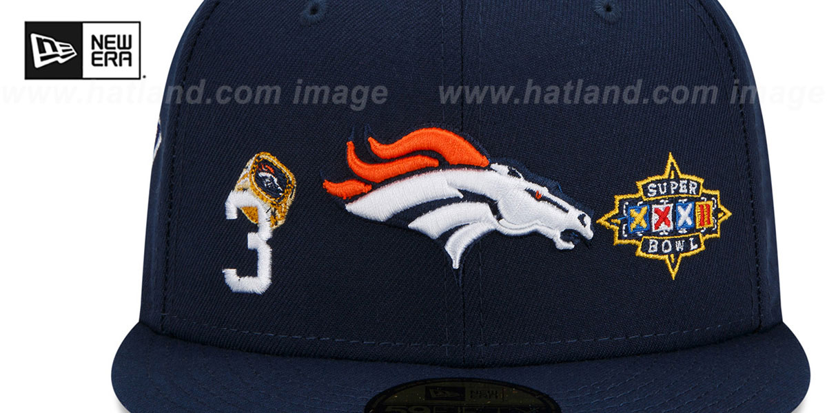 Broncos 'RINGS-N-CHAMPIONS' Navy Fitted Hat by New Era