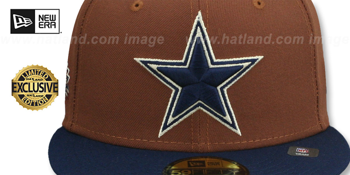 Cowboys 'HARVEST SIDE-PATCH' Brown-Navy Fitted Hat by New Era