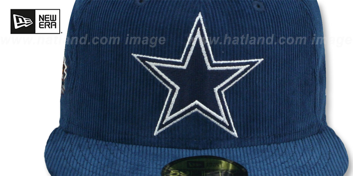 Cowboys 'OLD SCHOOL CORDUROY SIDE-PATCH' Navy Fitted Hat by New Era