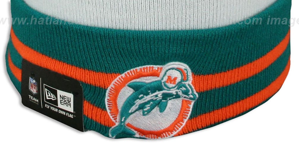 Dolphins 'SUPER BOWL VII' White Knit Beanie Hat by New Era