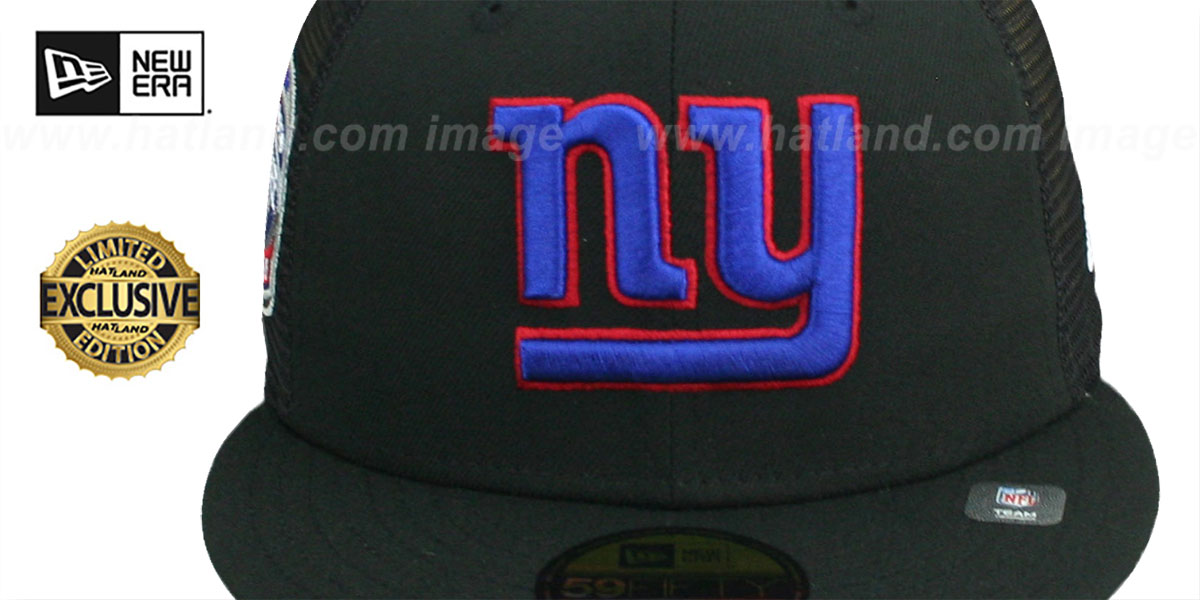 Giants 25TH 'MESH-BACK SIDE-PATCH' Black-Black Fitted Hat by New Era