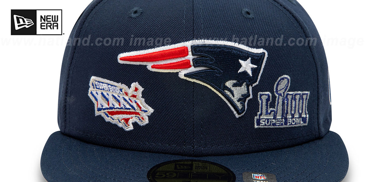 Patriots 'HISTORIC CHAMPIONS' Navy Fitted Hat by New Era