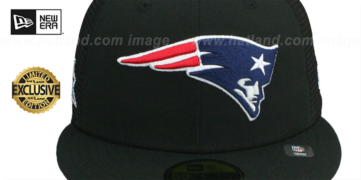 Patriots SB XXXIX 'MESH-BACK SIDE-PATCH' Black-Black Fitted Hat by New Era