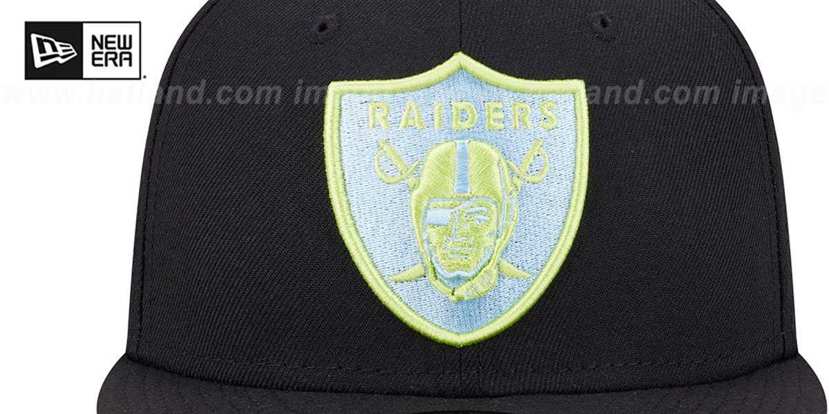 Raiders 'COLOR PACK SIDE-PATCH' Black Fitted Hat by New Era